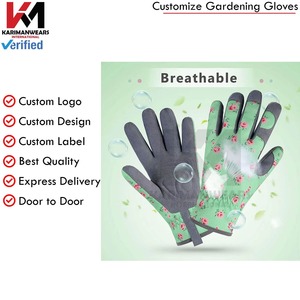 Gants de jardinage verts à imprimé floral, durables, en polyester et coton, longueur poignet, pour usage extérieur, style décontracté printemps-été - Product Image 3