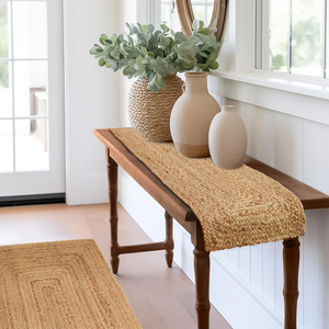 Chemin de table en jute naturel tressé, décoration de table rustique tissée à la main, chemin de table bohème pour cuisine et salle à manger - Product Image 4