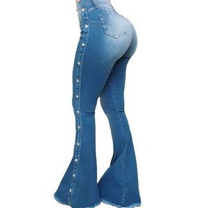 Nuevos Jeans de Mujer de Cintura Media, Elásticos y Acampanados, con Diseño de Botones Laterales, Pantalones Vaqueros Casuales de Longitud Completa, Ecológicos para Invierno - Product Image 2