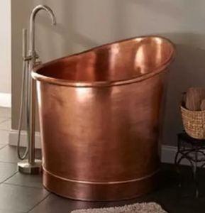 Antique Hammered Copper Double Slipper Bathtub Clawfoot Design Free Standing - Product Image 2