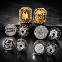 Bouton en alliage de zinc personnalisé Lianxu avec pierre de cristal en relief et diamant pour vêtements DIY