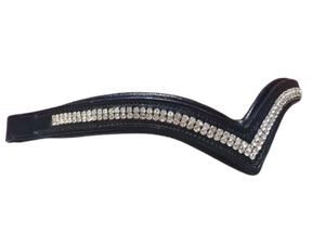Fronture équestre de luxe en cuir véritable rembourré, avec fronture en V à deux rangs de cristaux transparents, accessoires d'équipement pour chevaux OEM - Product Image 1