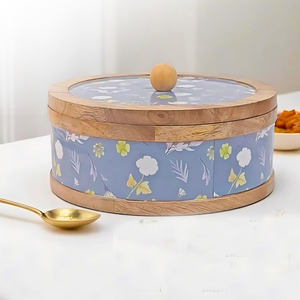 Wooden Hotpot with Lid Handcrafted Enamel Print Traditional Design for Serving Hot Meals Storage Ideal for Kitchen and Home Use - Product Image 6