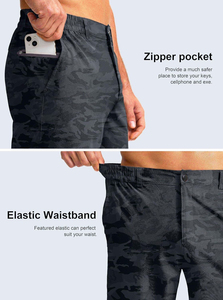 Shorts de golf décontractés pour hommes, taille mi-haute, en polyester/coton de haute qualité, avec cordon de serrage en toile, séchage rapide, fabrication OEM sur mesure - Product Image 3