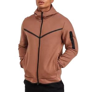 Sudadera con capucha de algodón polar de alta calidad con cremallera completa, personalizada con logo, para hombre, ideal para deporte, gimnasio y ropa urbana, venta al por mayor. - Product Image 3