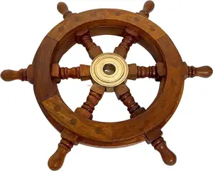 最优质的船轮-30英寸木质和黄铜航海船轮航海装饰船装饰海滩装饰