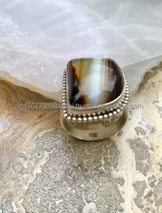 Anillo de ágata con bandas de alta calidad, anillo de Plata de Ley 925, anillo hecho a mano, joyería de ágata, anillo de declaración, joyería de ágata, anillo de regalo - Product Image 6