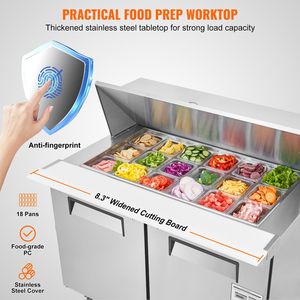 12.9 Cu. Tavolo refrigerato professionale in acciaio inox per preparazione insalate con 18 vasche e stazione di preparazione alimenti - Product Image 3