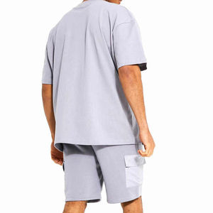 Ensemble de vêtements d'été pour hommes en coton, t-shirts et shorts en deux pièces, vente en gros, ensemble de shorts personnalisés pour hommes - Product Image 2