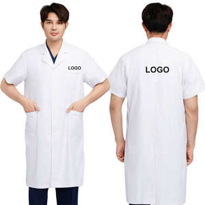 Ventes en gros de blouses de laboratoire médicales personnalisées à manches courtes pour hommes et femmes, blouses de laboratoire unisexes blanches avec 3 poches - Product Image 5