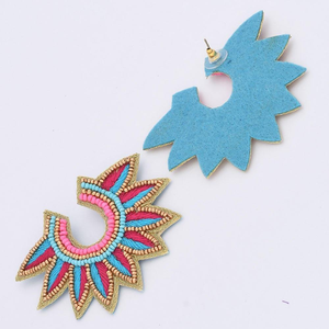 ต่างหูรูปทรงน้ำหนักเบา ดีไซน์ดอกไม้ทำมือ ประดับด้วยลูกปัดแก้ว ผ้าฝ้าย โพลีเอสเตอร์ ปักลาย สำหรับงานฝีมือแฟชั่นสตรี - Product Image 6