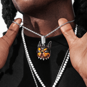 Colgante Personalizado de Moissanita con Baño de Rodio para Niños y Hombres, Estilo Hip Hop Urbano Bling - Product Image 2