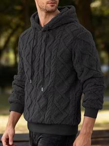 Unisex Hooded <b>Fleece</b> <b>Zipper</b>-Up Sweatshirt Solid Color Knitted Loose Fit Winter Casual Wear Windproof Anti-Pilling Acid Wash - Product Image 2