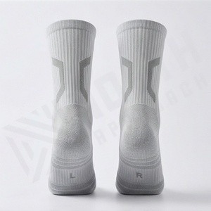 Gray Crew <b>Socks</b> Breathable Polyester Spandex <b>Running</b> Athletic <b>Socks</b> for Adults Summer Regular Style Solid Color Knitted - Product Image 2