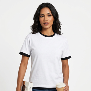Men's Regular Fit O-Neck Short <b>Sleeve</b> Knitted Cotton Jersey <b>T</b>-<b>Shirt</b> Sporty Blank Design Print Quick Dry Eco-Friendly White <b>Black</b> - Product Image 4