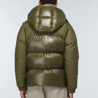 Veste matelassée à capuche pour homme RTS, couleur vert olive, avec doublure en fourrure, coupe-vent, en duvet, décontractée, pour l'hiver, coupe régulière, fermeture éclair, CP-MPJ-17