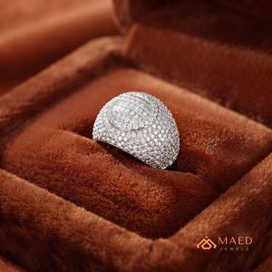 Anillo de Moissanita para Hombre, Estilo Hip Hop, Oro y Plata de Ley, Ovalado con Halo y Baguette, Lujoso, para Boda, Aniversario, Regalo - Product Image 5