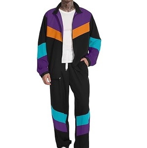 Wholesale Coated Formal Unisex Summer Wind Breaker Sets <b>Waterproof</b> Polyester/Nylon <b>Trouser</b> Two Piece Running Bomber Jacket Front - Product Image 1
