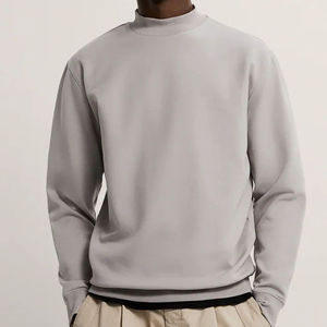 <b>Men's</b> <b>White</b> Turtleneck Pullover <b>Sweatshirt</b> Regular Fit Knitted Cotton Solid Color Minimalist Style Autumn Wear - Product Image 5