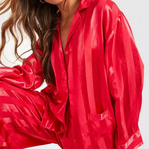 Comfortable <b>Ladies</b> Satin <b>Pyjama</b> Summer New Ice Silk Long Sleeved Sleep <b>Crop</b> Top Color Oversized Sleep Dress - Product Image 6