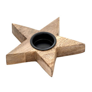 Porte-bougie étoile en bois fait main pour la décoration de table de Noël et les fêtes, design en bois flammé écologique, pour mariage et usage domestique - Product Image 6