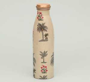Bouteille d'eau en cuivre pur Chevron Palm, écologique, couleur personnalisée - Product Image 1