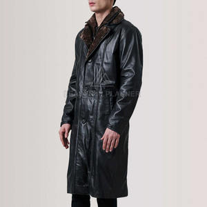 Manteau en cuir pour homme sur mesure, en peau de mouton douce, manteau d'hiver, vente directe d'usine, manteau long en cuir - Product Image 3