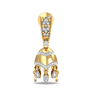 Pendientes de lujo en forma de campana de oro amarillo con diamante talla pera para mujer, joyería de boda - Product Image 1