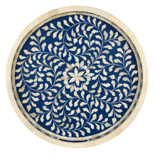 Plateau de service rond en bois avec perles, design exclusif, pour mariage, fête, décoration de table, service traiteur - Product Image 6