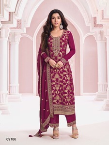 Premium Pakistani Winter Shalwar Kameez Suit Viscosa Jacquard Top Dull Santoon Bottom Bordado Chinon Silk Dupatta Fancy - Product Image 4