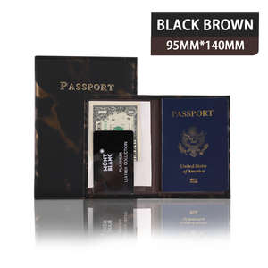 Porta Pasaportes Delgado de Cuero PU con Diseño Marmoleado Personalizable, Impermeable, con Accesorios Organizados para Viaje - Product Image 2