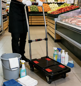 OEM/ODM Heavy Duty Aluminum Alloy Platform Hand Truck 4-<b>Wheel</b> Warehouse <b>Trolley</b> Cart 72×46.5×86.5cm 300kg Load Capacity - Product Image 1