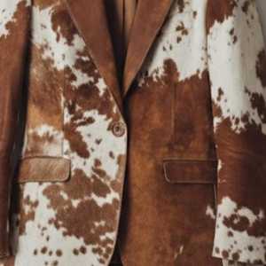 Blazer en cuir véritable pour homme, motif vachette, col rabattu, bouton unique, coupe classique, veste décontractée épaisse pour l'automne - Product Image 6