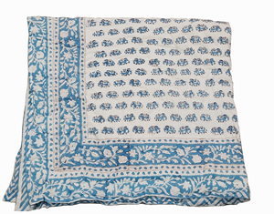 Lot en gros de couettes traditionnelles réversibles faites à la main en 100 % coton Silkgram avec imprimé éléphant bleu et motif estampé à la main - Product Image 2