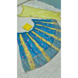 FB Mujer Beautiful Blue Party Wear Lehenga Choli Talla M con Impresión Digital - Product Image 4