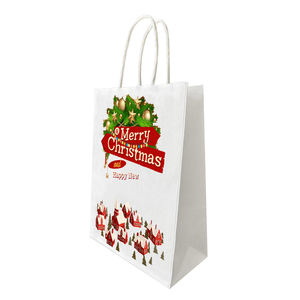 Logo personnalisé sac de Noël en papier kraft brun brillant emballage cadeau sac de Noël sac à provisions avec poignée - Product Image 2