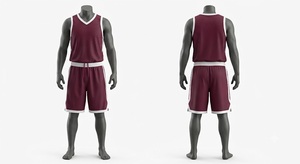 Ensemble de maillot de basket pour homme, couleur marron, sans manches, débardeur à col en V, short avec cordon de serrage, respirant, polyester, vêtements de sport pour toutes les saisons - Product Image 1