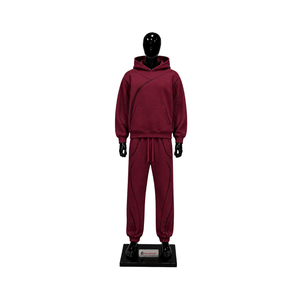 Conjunto Deportivo Color Granate para Hombre, Sudadera con Capucha Extra Grande, Pantalones Jogger, Diseño Gráfico en Tonos, Ropa Deportiva Urbana, Proveedor Mayorista OEM - Product Image 1