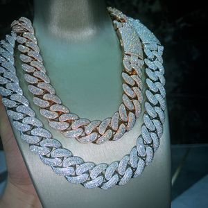Men's Rose Gold Plated 18K Solid Gold Moissanite Iced Cuban <b>Chain</b> Statement <b>Necklace</b> Hiphop Link <b>Chain</b> Everyday Wear - Product Image 1