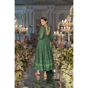 Conjunto de Traje Bordado en Georgette Verde para Mujer NIGHT STAR SENARA de Aayna Clothing, Talla XS [34] TD-120 - Product Image 3