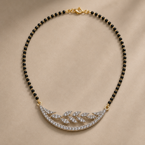Mangalsutra tendance avec diamants de laboratoire sertis à griffes, certificat IGI, or jaune massif, personnalisable, style classique pour femme, mariage - Product Image 4