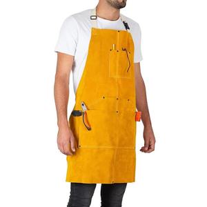 Custom Unisex Split Cow Leather Welding Apron <b>Fire</b> Resistant PPE Safety Work Apron with <b>Tool</b> Pockets Heat Resistant Heavy Duty - Product Image 2