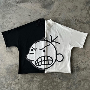 เสื้อยืดโอเวอร์ไซส์คอกลมทรงบ็อกซี่ผ้าคอตตอนเทอร์รี่ 100% พิมพ์โลโก้ได้ตามต้องการ น้ำหนัก 300 กรัม ระบายอากาศได้ดี แห้งเร็ว สไตล์สตรีทแฟชั่นสำหรับผู้ชาย - Product Image 5