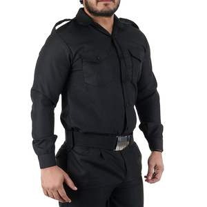 Chemise d'uniforme de sécurité unisexe noire en polyester avec poches, ceinture, tissu respirant, détection anti-aiguille, fusion sans couture pour adultes - Product Image 4
