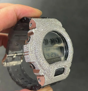 Montre unisexe élégante en quartz avec demi-diamants Moissanite VVS1, boîtier en acier inoxydable et bracelet en caoutchouc, bijoux Hip Hop - Product Image 2