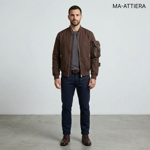 <b>Mens</b> Brown <b>Utility</b> Bomber <b>Jacket</b> Streetwear <b>Mens</b> Winter <b>Jackets</b> Wholesale <b>Jacket</b> For <b>Men</b> Casual Clothing - Product Image 1