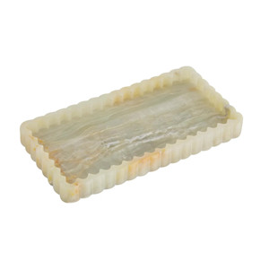 Light Green Onyx Rectangle Scalloped Tray Natural <b>Stone</b> Decorative Serving Bowl Handmade Luxury Onyx Bowl Wholesale Supplie - Product Image 1