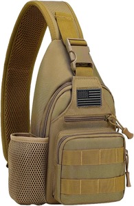 กระเป๋าคาดลำตัวแบบยุทธวิธีสำหรับผู้ชาย พร้อมช่องใส่ขวดน้ำ, กระเป๋าคาดอกแบบสะพายไหล่ MOLLE EDC พร้อมพอร์ตชาร์จ USB สำหรับการเดินทาง - Product Image 3