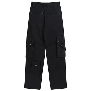 Pantalon cargo large couleur crème ivoire, multi-poches, détail sangle, fermeture éclair à la cheville, logo personnalisé, streetwear, marque privée, fabricant OEM - Product Image 6