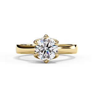 Bague solitaire classique en diamant rond, bague de fiançailles - Product Image 1